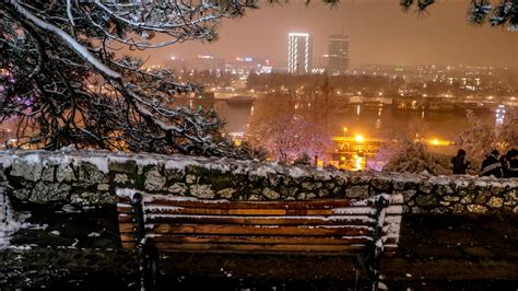Serbian Capital Belgrade Covered With Snow At Night Anadolu Ajansı