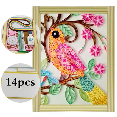 Buy 16 Colorful Quilling Paper Craft Kits 14pcs Tool