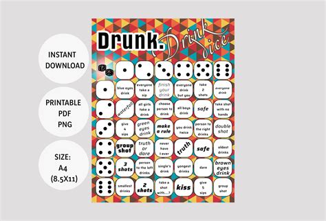 Drunk Dice Drinking Games For Adults Alcohol Game Etsy Uk