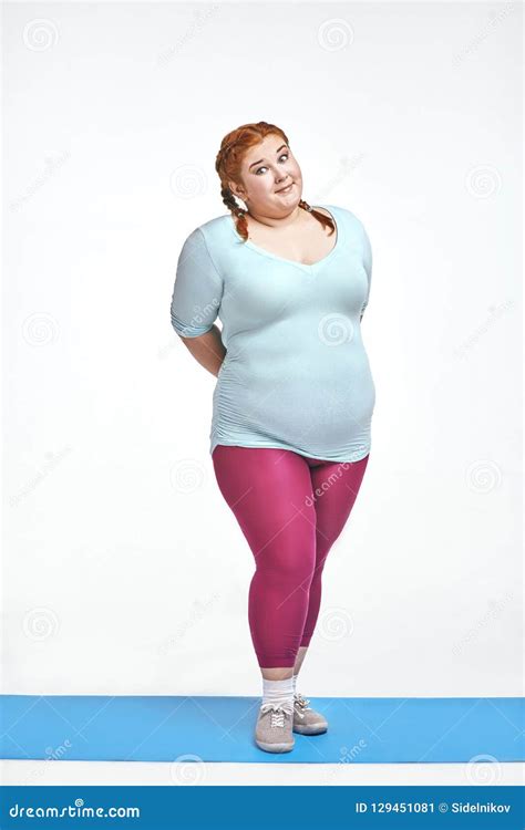 funny amusing red haired chubby woman is shy stock image image of haired lifestyle 129451081