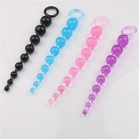 jelly anal beads orgasm vagina plug play pull ring ball anal stimulator butt beads plug sex toys