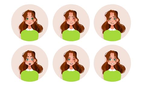 Set Of Girl Facial Expressions Vector Art At Vecteezy My Xxx Hot Girl