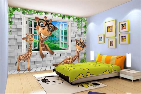 Custom Wallpaper 3d Animals Kids Room Backdrops 3d Wallpaper Living