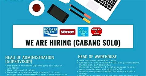 Hal ini ditunjukkan dengan semakin bertambah padatnya kota yang satu ini oleh para perantau baru yang tidak hanya berlatarbelakang. Lowongan kerja PT Amerta Indah Otsuka Solo berbagai posisi ...