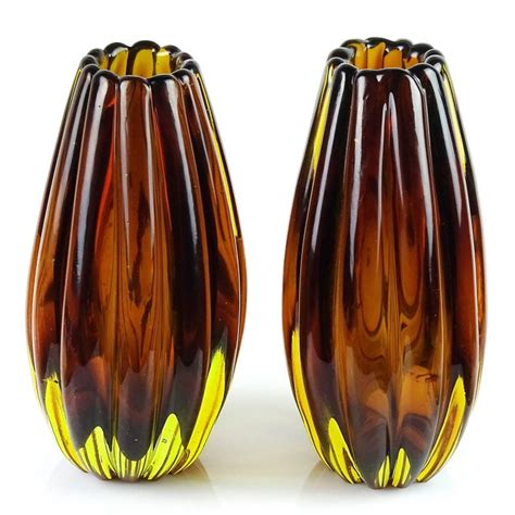 Flavio Poli Seguso Vetri D Arte Murano Sommerso Italian Art Glass Flower Vases For Sale At 1stdibs