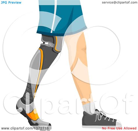 Clipart Of A Man Shown From The Hips Down Walking With A Prosthetic