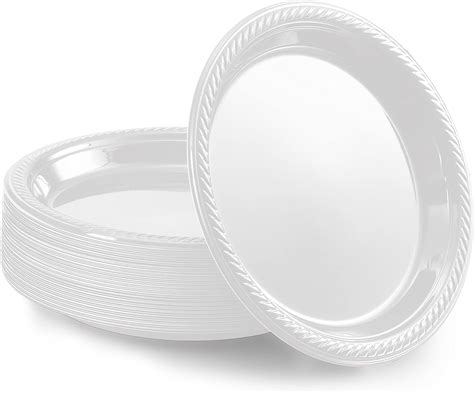 Amcrate Disposable Plastic Plates White 7 Inches Plastic