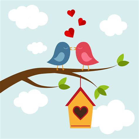 Two Bird In Love On The Tree 339505 Vector Art At Vecteezy