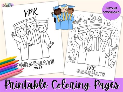 Vpk Graduation Diploma Coloring Page Activity Sheet Printable Etsy