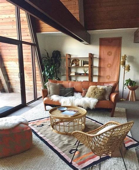 Rustic And Cozy Boho Cabin Makeover On A Budget Bohemian Living Room