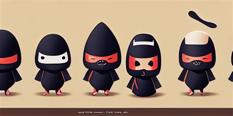 Kawaii Ninjas Zeichentrickfigur · Creative Fabrica