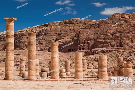 Jordan Petra Wadi Musa Ancient Nabatean City Of Petra Columns At The