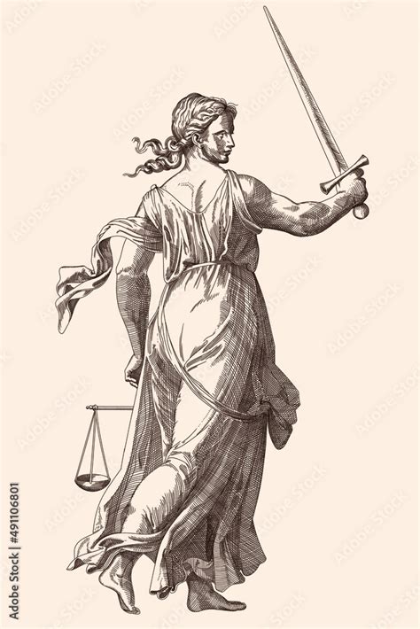 Themis Is The Goddess Of Justice With A Sword And Scales In Her Hands