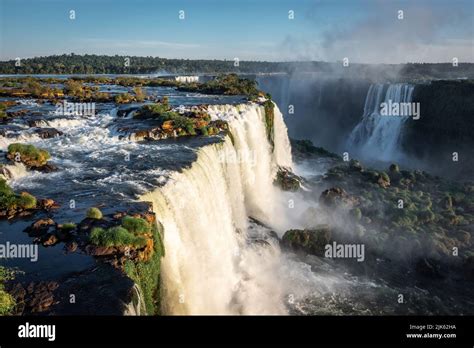 World Famous Iguazu Falls On The Border Of Brazil And Argentina Stock