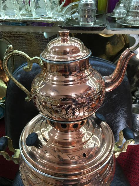 Authentic Turkish Handmade Handcrafted Copper Charcoal Samovar Semaver