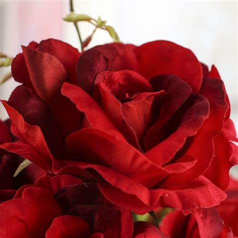 Red Velvet Artificial Rose Bush Bushes Bouquets Floral Supplies