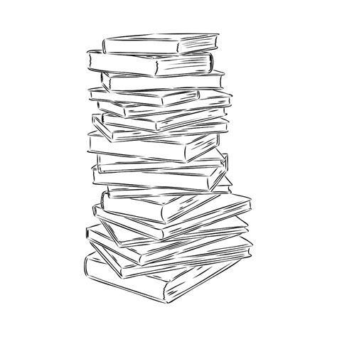 Pile De Livres Isolé Sur Blanc Illustration Vectorielle De Croquis