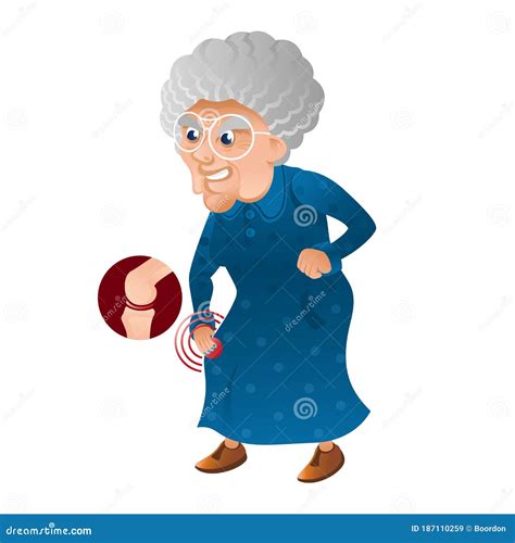 Grandmother Holds Her Hand To Her Sick Knee Cartoon Character Grandma