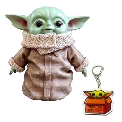Baby Yoda Doll In Green And Blue With Bonus Keychain