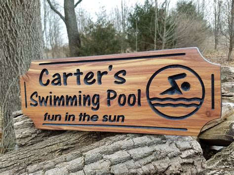 Swimming Pool Sign Personalized Wooden Signs Poolhouse Sign Etsy