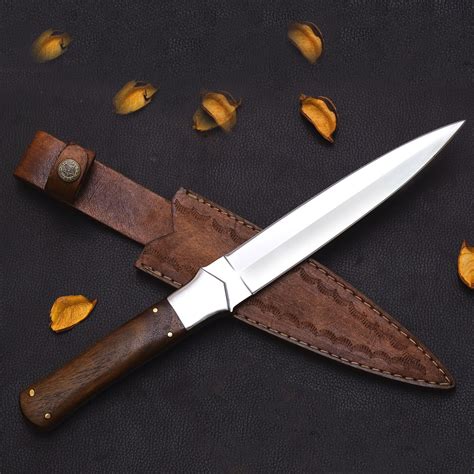 Handmade D Steel Double Edge Blade Knife With Sheath Etsy