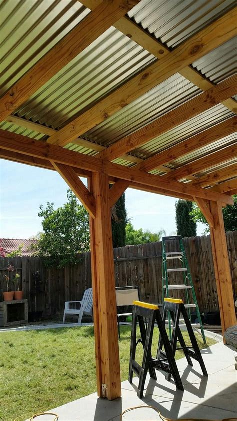 Covered Patio Corrugated Metal Roof Backyard Patio Design Outdoor