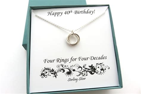 40th Birthday T For Women Sterling Silver Birthday Necklace 40t