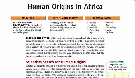 1.1-Human Origins in Africa PDF | PDF | Homo | Stone Age