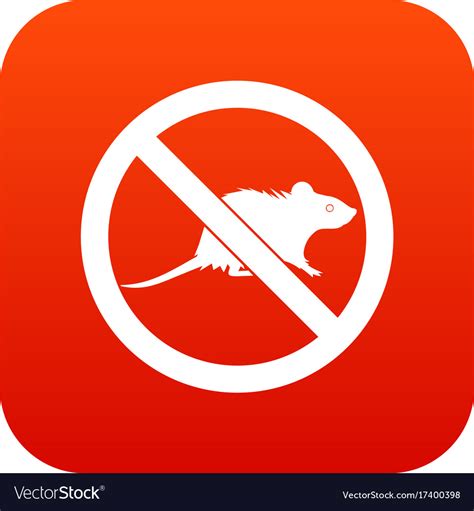 No Rats Sign Icon Digital Red Royalty Free Vector Image