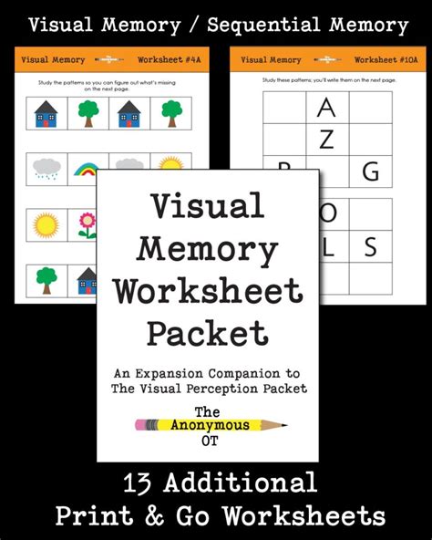 Visual Memory Worksheet Packet Your Therapy Source