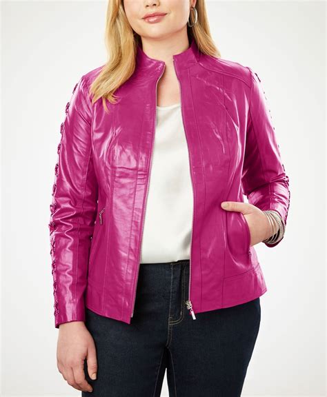 Womens Hot Pink Lace Up Leather Jacket Maker Of Jacket