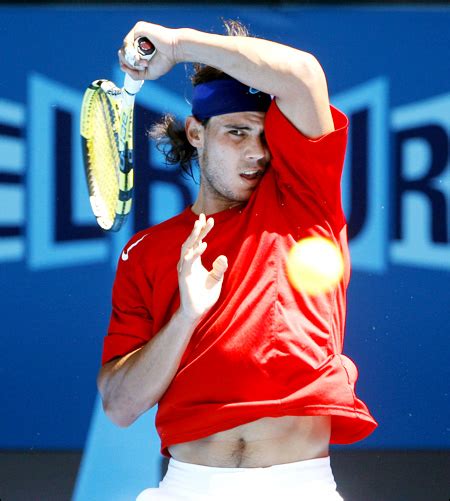 Spains Rafael Nadal Practices On Rod Laver Arena The Korea Times
