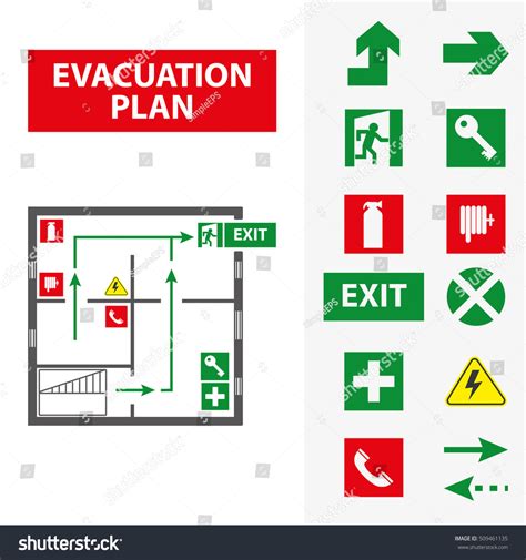 Signs Evacuation Plan Building Case Fire Stock Vector Royalty Free
