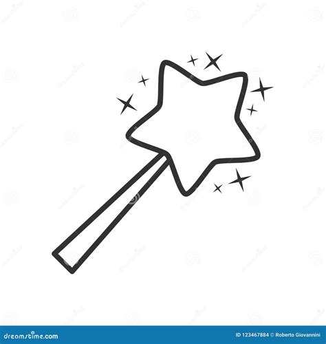 Magic Wand Outline Flat Icon On White Stock Vector Illustration Of