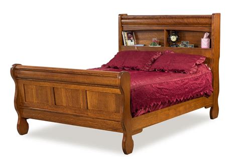 Amish Old Classic Sleigh Bookcase Bed Bookcase Bed Headboards For