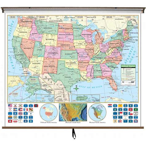 Us Primary Classroom Wall Map On Roller W Backboard The Map Shop