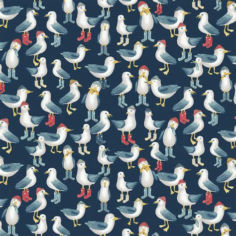 Hooked On A Feeling Blue Seagulls Stella 1647 Dear Stella Fabric