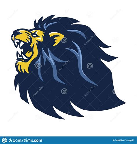 Lion Roaring Beast Mascot Vector Logo Design Stock Vector
