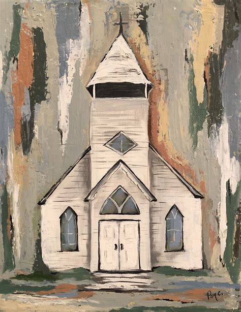 Little White Church Painting Art And Collectibles Painting