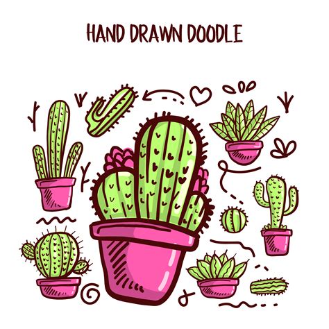 Vector Of Cactus And Succulent Doodle Illustration Set 275219 Vector