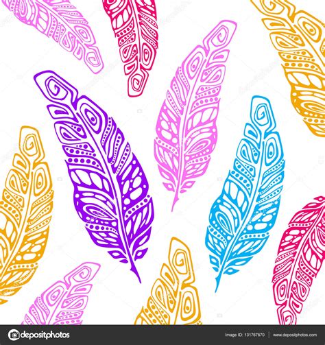 Indian Boho Feather Hand Drawn Stock Vector By ©moyprofile 131767670