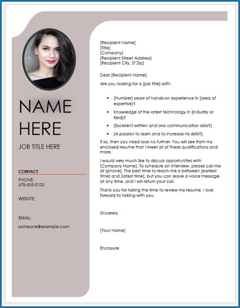 √ Free Printable Cover Letter Template Word