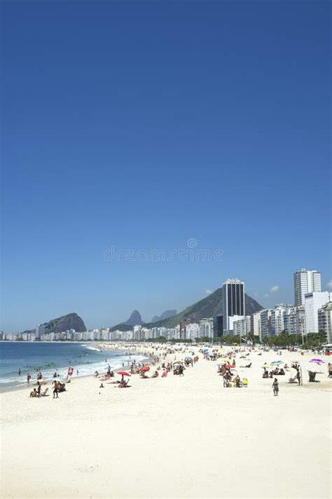 Copacabana Beach Rio De Janeiro Brazil Skyline Scenic View Editorial