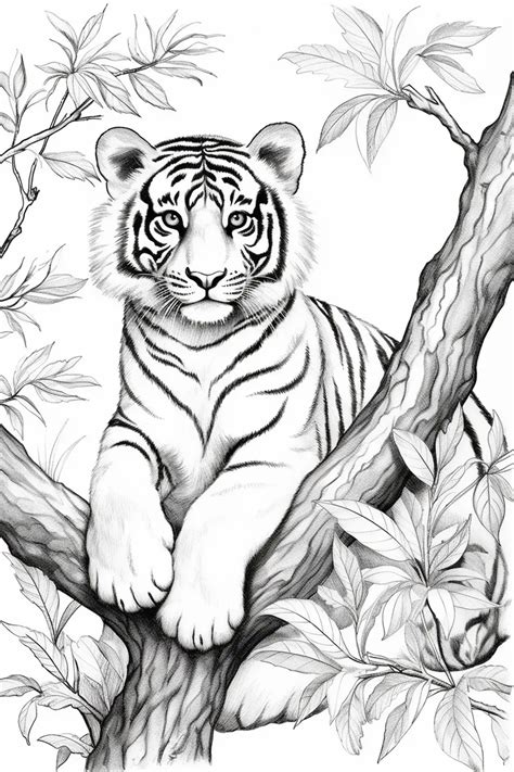 Free Printable Realistic Tiger Coloring Pages