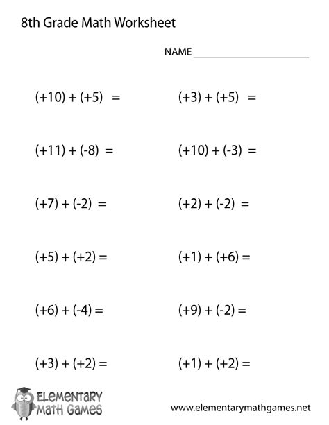 Printable 8th Grade Math Worksheets Web Eighth 8th Grade Math