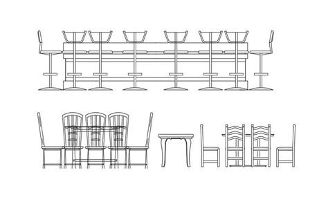 The Autocad Drawing Showing The Dining Table Block With Chairs