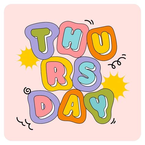 Premium Vector Cute Colorful Thursday Lettering Typeface Journal And