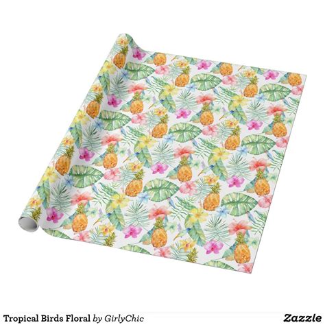 Tropical Birds Floral Wrapping Paper Floral Wrapping Paper Wrapping