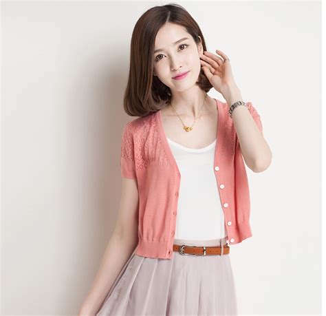 Summer Style Knitted Cardigan Sweater New Fashion Women Short Sleeve