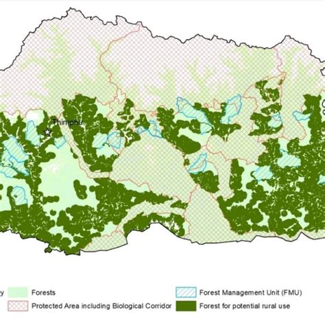 Map Of Bhutan Showing Forest Resource Availability For Sustainable